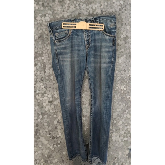 Silver Jeans Goldie Western Glove Works Dark Wash Straight Leg Mens Size 36 X 32 - Picture 1 of 14